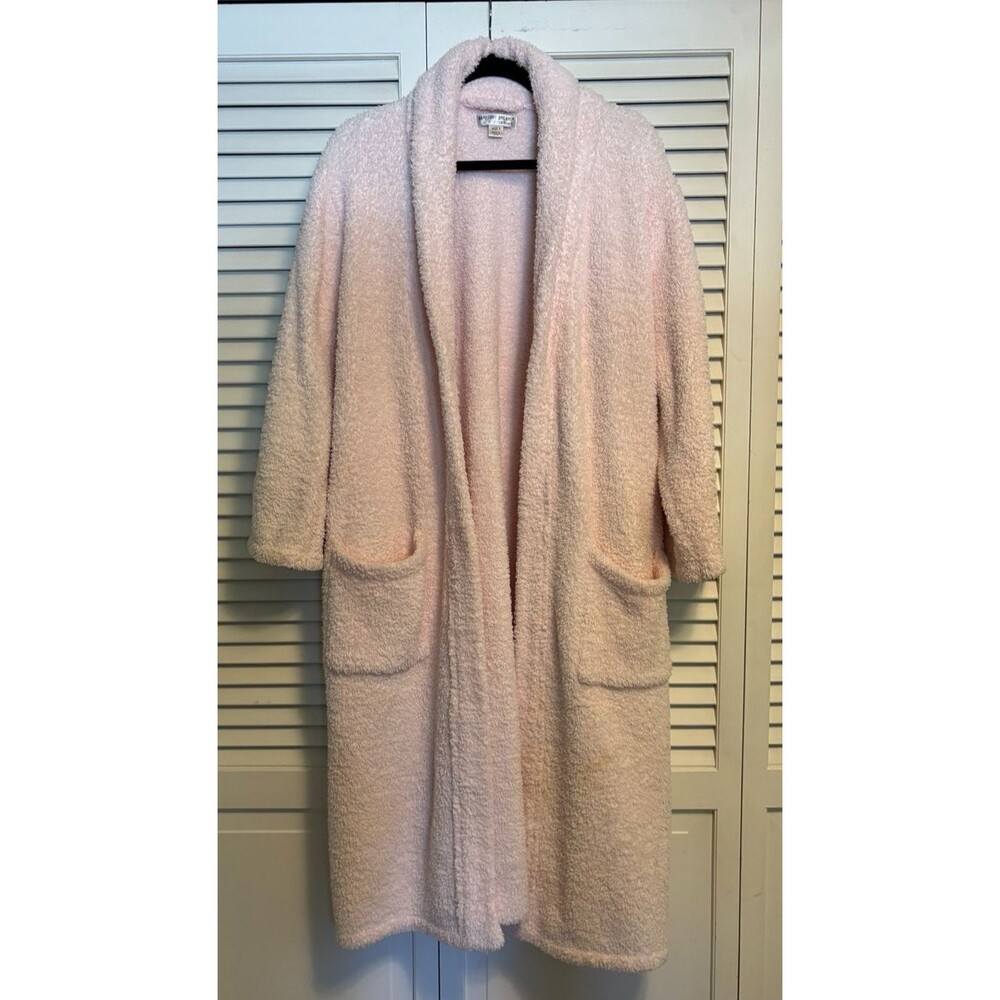 Barefoot Dreams CozyChic Pink Long Robe Belted Shawl Collar Women's Size 1